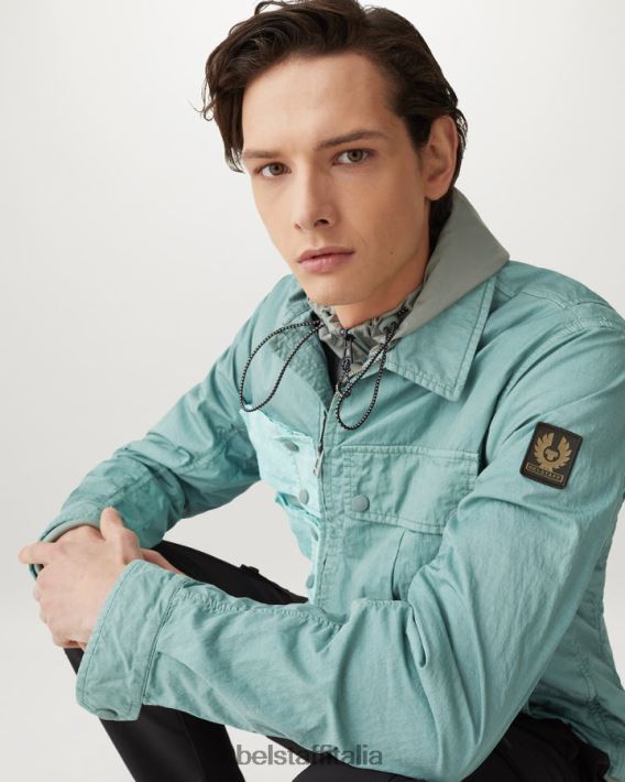 vestiario Belstaff sovracamicia alla bozza tintura in capo misto cotone verde acciaio/verde oceano uomini H2DD6J93
