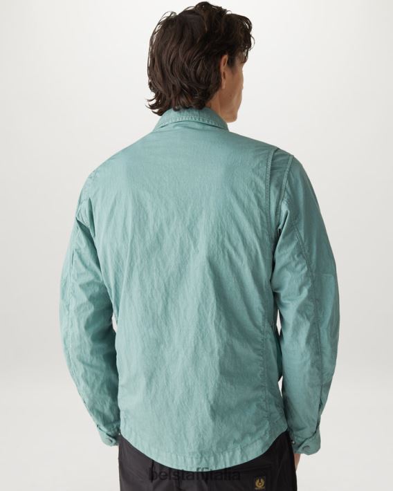 vestiario Belstaff sovracamicia alla bozza tintura in capo misto cotone verde acciaio/verde oceano uomini H2DD6J93