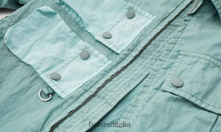 vestiario Belstaff sovracamicia alla bozza tintura in capo misto cotone verde acciaio/verde oceano uomini H2DD6J93