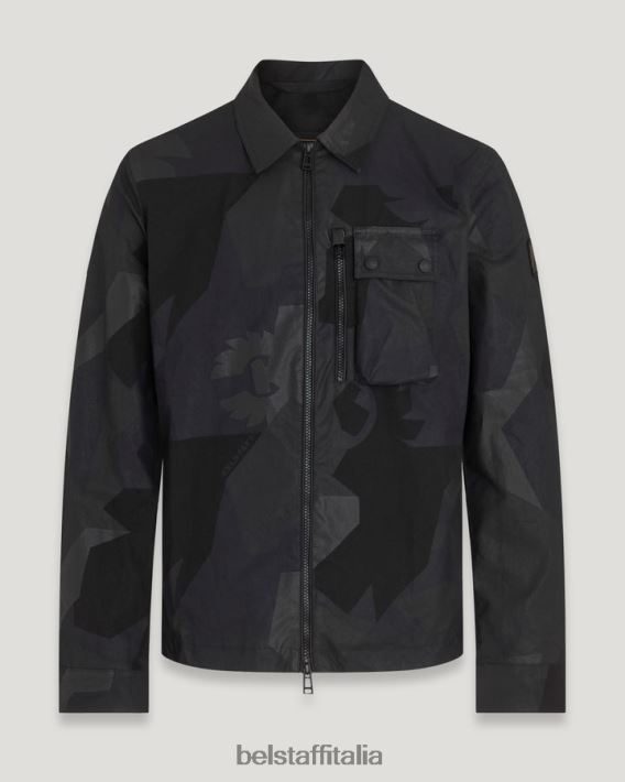 vestiario Belstaff sovracamicia con frammento della ferrovia fenice cotone cerato stampato nero uomini H2DD6J86