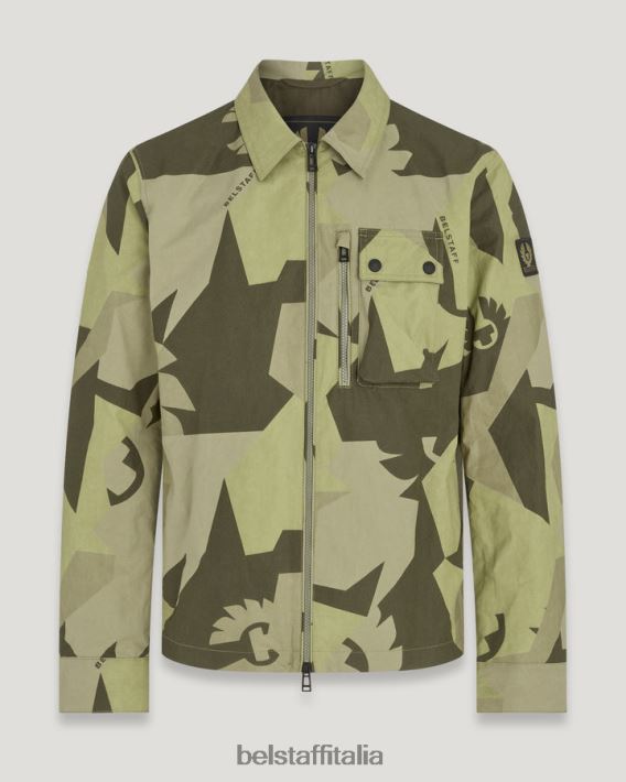 vestiario Belstaff sovracamicia con frammento della ferrovia fenice cotone stampato cerato a secco giallo lime uomini H2DD6J90