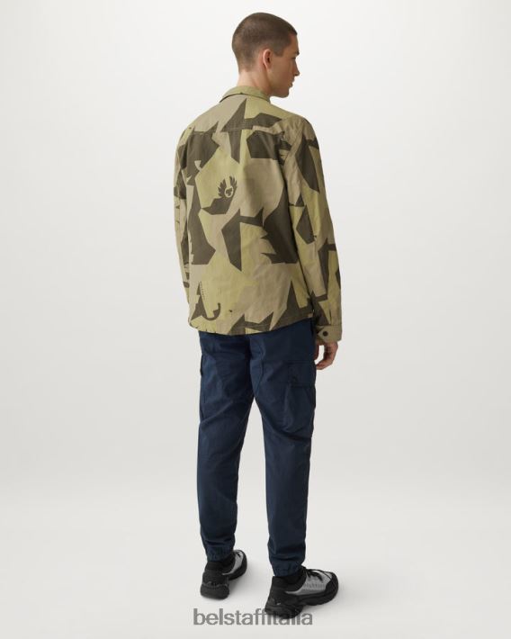 vestiario Belstaff sovracamicia con frammento della ferrovia fenice cotone stampato cerato a secco giallo lime uomini H2DD6J90