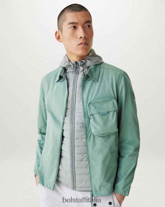 vestiario Belstaff sovracamicia da tavola guscio di memoria verde acciaio uomini H2DD6J81