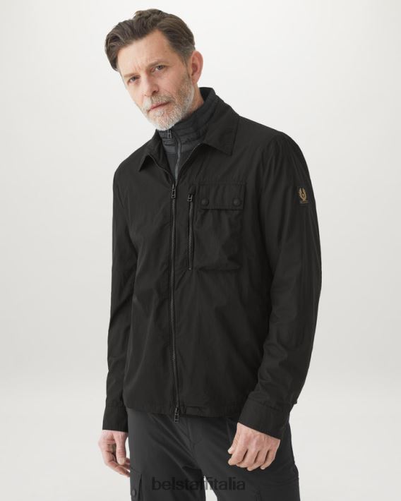 vestiario Belstaff sovracamicia ferroviaria tintura in capo ripstop nero uomini H2DD6J88