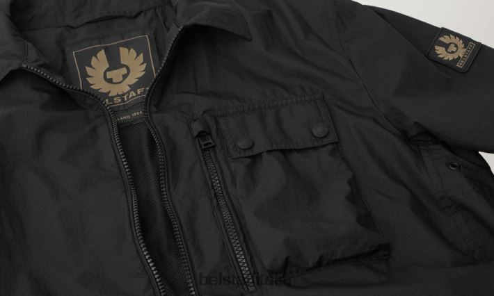vestiario Belstaff sovracamicia ferroviaria tintura in capo ripstop nero uomini H2DD6J88