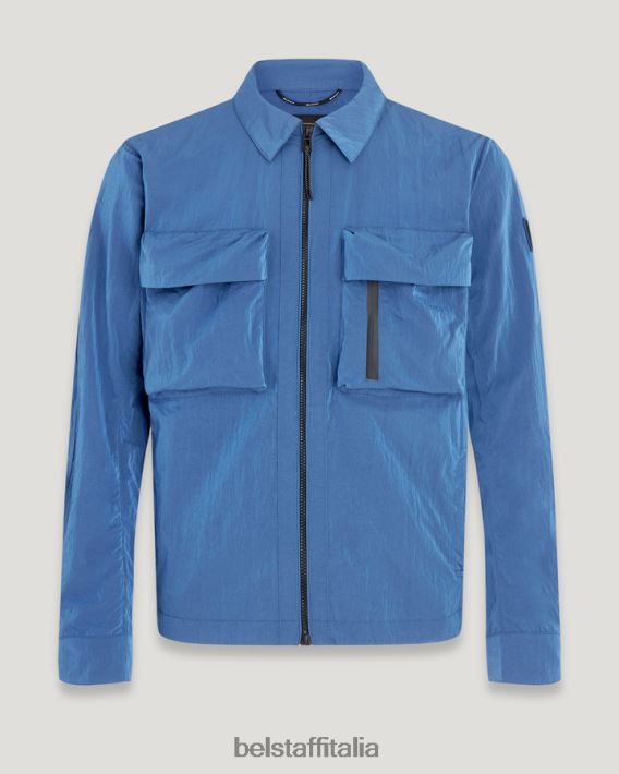 vestiario Belstaff sovracamicia spaccata guscio luccicante in avanti blu uomini H2DD6J76