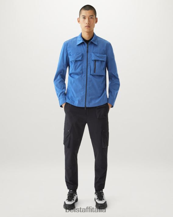 vestiario Belstaff sovracamicia spaccata guscio luccicante in avanti blu uomini H2DD6J76