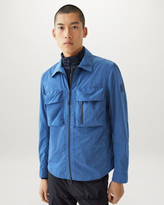 vestiario Belstaff sovracamicia spaccata guscio luccicante in avanti blu uomini H2DD6J76