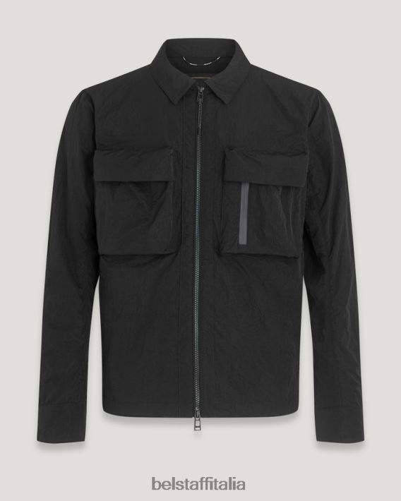 vestiario Belstaff sovracamicia spaccata guscio nero brillante uomini H2DD6J71