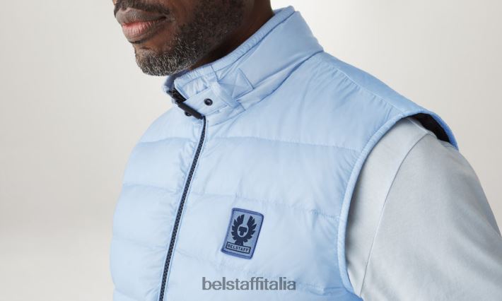 vestiario Belstaff gilet da circuito nylon imbottito in piuma azzurro uomini H2DD6J108