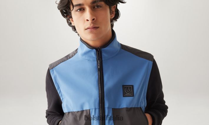 vestiario Belstaff gilet di rapporto softshell in avanti blu uomini H2DD6J106