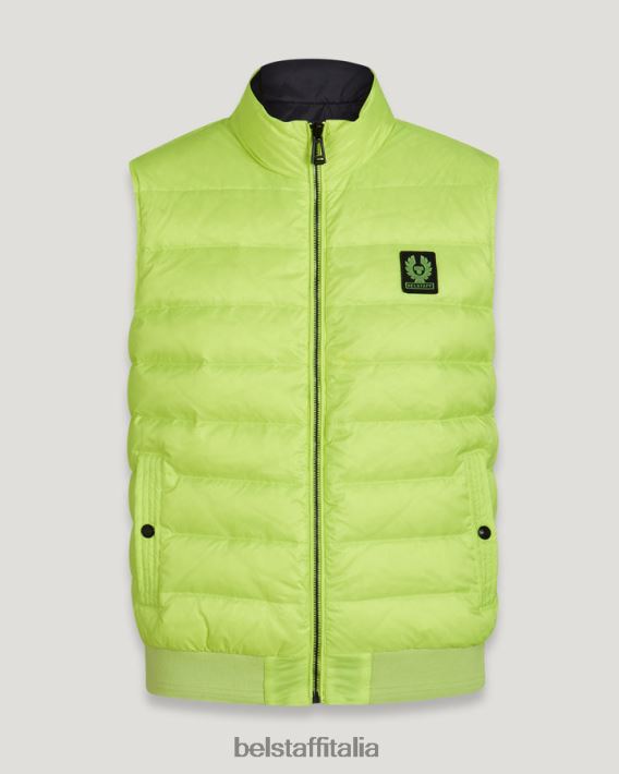 vestiario Belstaff gilet reversibile con circuito flash nylon imbottito in piuma nero/giallo fluo uomini H2DD6J112