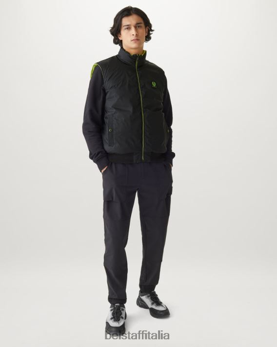 vestiario Belstaff gilet reversibile con circuito flash nylon imbottito in piuma nero/giallo fluo uomini H2DD6J112