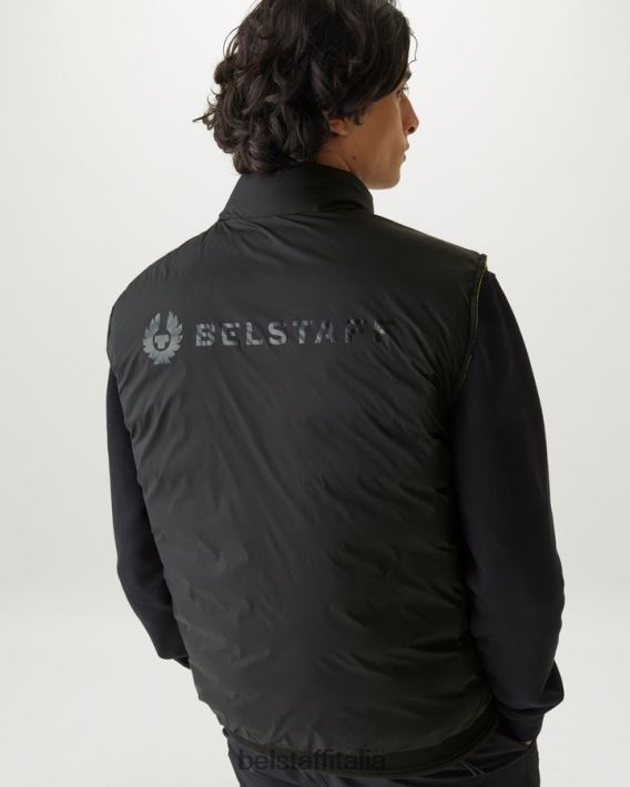 vestiario Belstaff gilet reversibile con circuito flash nylon imbottito in piuma nero/giallo fluo uomini H2DD6J112