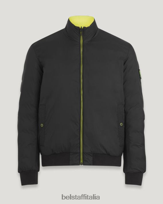 vestiario Belstaff giacca a circuito flash reversibile nylon imbottito in piuma nero/giallo fluo uomini H2DD6J46