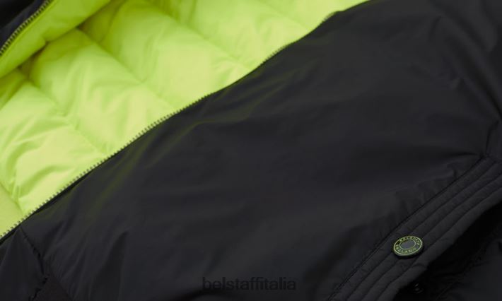 vestiario Belstaff giacca a circuito flash reversibile nylon imbottito in piuma nero/giallo fluo uomini H2DD6J46