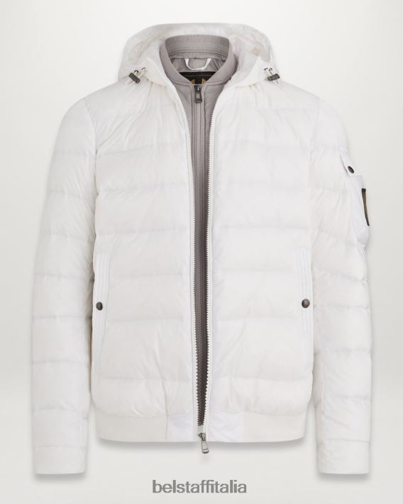 vestiario Belstaff giacca da stadio nylon imbottito in piuma bianco/argento vecchio uomini H2DD6J51