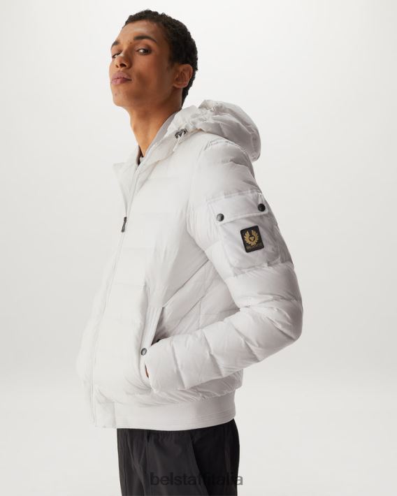 vestiario Belstaff giacca da stadio nylon imbottito in piuma bianco/argento vecchio uomini H2DD6J51