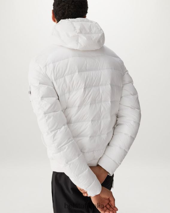 vestiario Belstaff giacca da stadio nylon imbottito in piuma bianco/argento vecchio uomini H2DD6J51