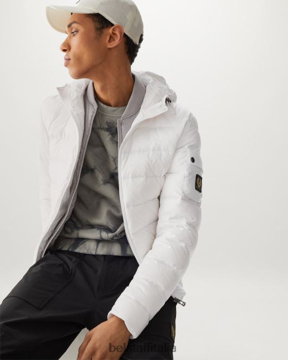 vestiario Belstaff giacca da stadio nylon imbottito in piuma bianco/argento vecchio uomini H2DD6J51