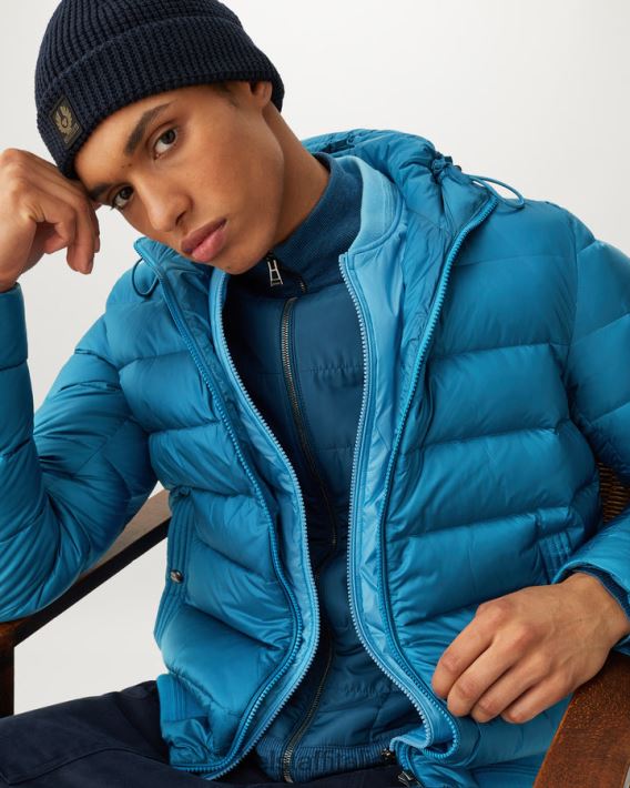 vestiario Belstaff giacca da stadio nylon imbottito in piuma blu oceano/blu orizzonte uomini H2DD6J52