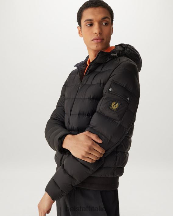vestiario Belstaff giacca da stadio nylon imbottito in piuma nero/arancione segnale uomini H2DD6J56