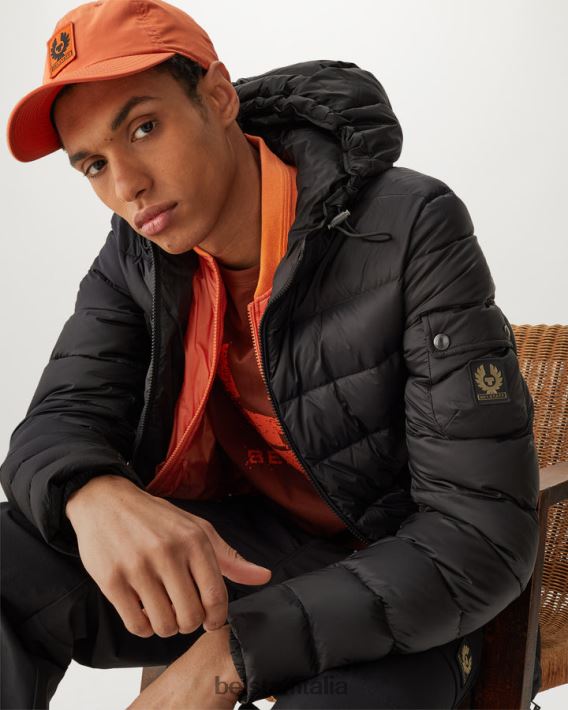 vestiario Belstaff giacca da stadio nylon imbottito in piuma nero/arancione segnale uomini H2DD6J56