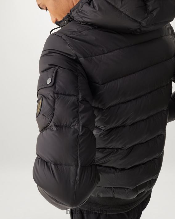 vestiario Belstaff giacca da stadio nylon imbottito in piuma nero/arancione segnale uomini H2DD6J56