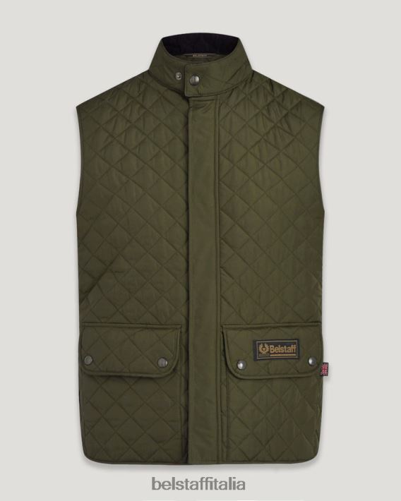 vestiario Belstaff gilet di gilet trapuntato in poliestere riciclato oliva sbiadito uomini H2DD6J62