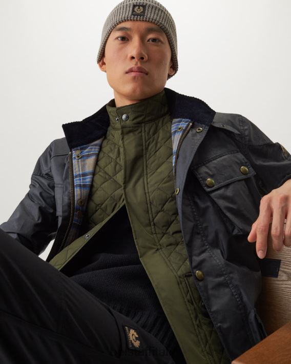 vestiario Belstaff gilet di gilet trapuntato in poliestere riciclato oliva sbiadito uomini H2DD6J62