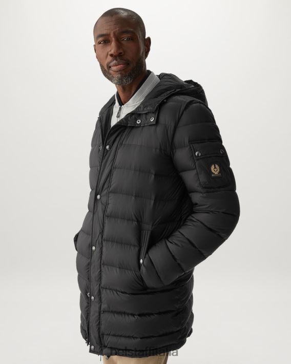 vestiario Belstaff parka da stadio nylon imbottito in piuma nero/argento antico uomini H2DD6J58