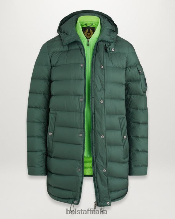 vestiario Belstaff parka da stadio nylon imbottito in piuma verde atlante/verde radioso uomini H2DD6J53