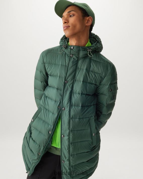 vestiario Belstaff parka da stadio nylon imbottito in piuma verde atlante/verde radioso uomini H2DD6J53