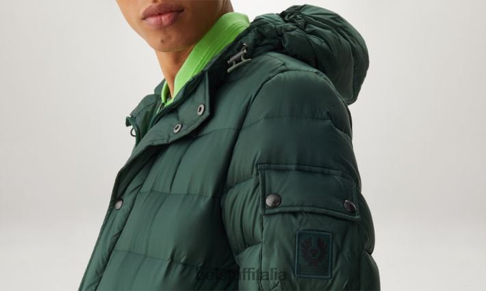 vestiario Belstaff parka da stadio nylon imbottito in piuma verde atlante/verde radioso uomini H2DD6J53