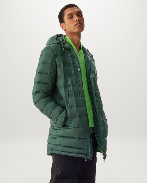 vestiario Belstaff parka da stadio nylon imbottito in piuma verde atlante/verde radioso uomini H2DD6J53