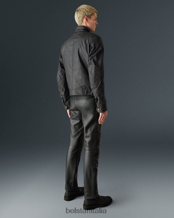 vestiario Belstaff Giacca da moto Brooklands cotone cerato nero uomini H2DD6J416