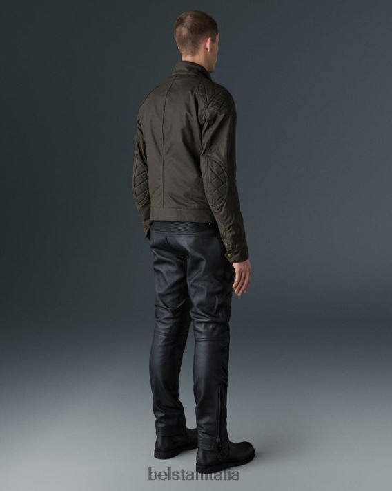 vestiario Belstaff Giacca da moto Brooklands cotone cerato verde oliva uomini H2DD6J420