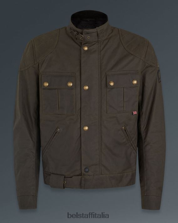 vestiario Belstaff Giacca da moto Brooklands mogano cotone cerato uomini H2DD6J427
