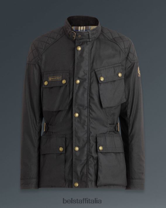 vestiario Belstaff Giacca da moto di McGee cotone cerato nero uomini H2DD6J422