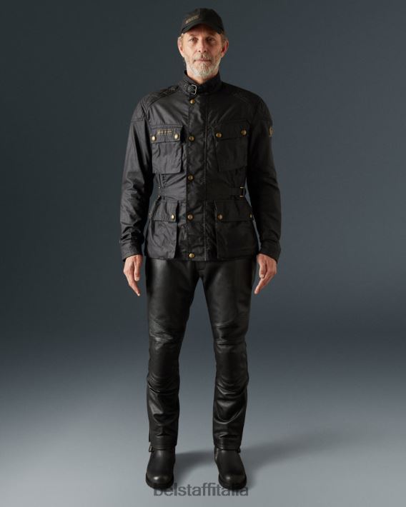 vestiario Belstaff Giacca da moto di McGee cotone cerato nero uomini H2DD6J422