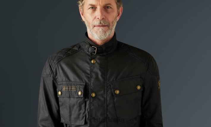 vestiario Belstaff Giacca da moto di McGee cotone cerato nero uomini H2DD6J422