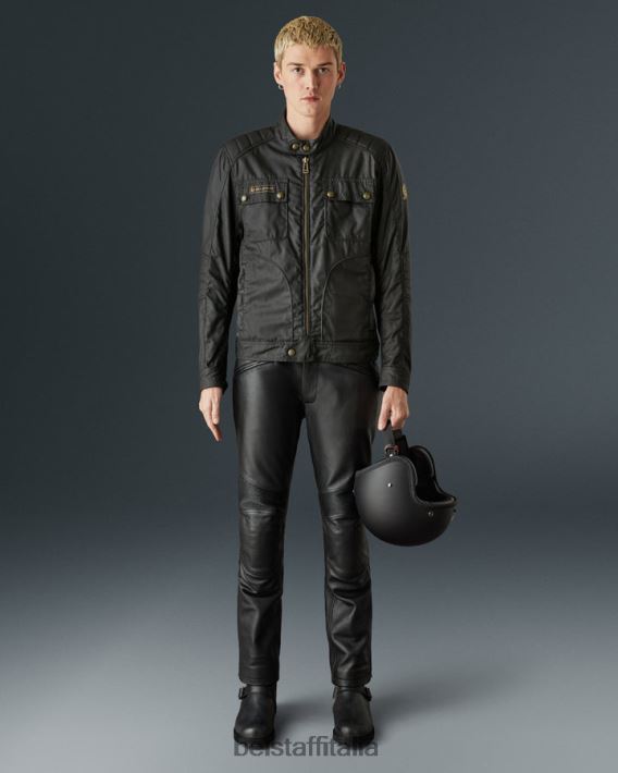 vestiario Belstaff Giacca da motociclista Roberts cotone cerato nero uomini H2DD6J423