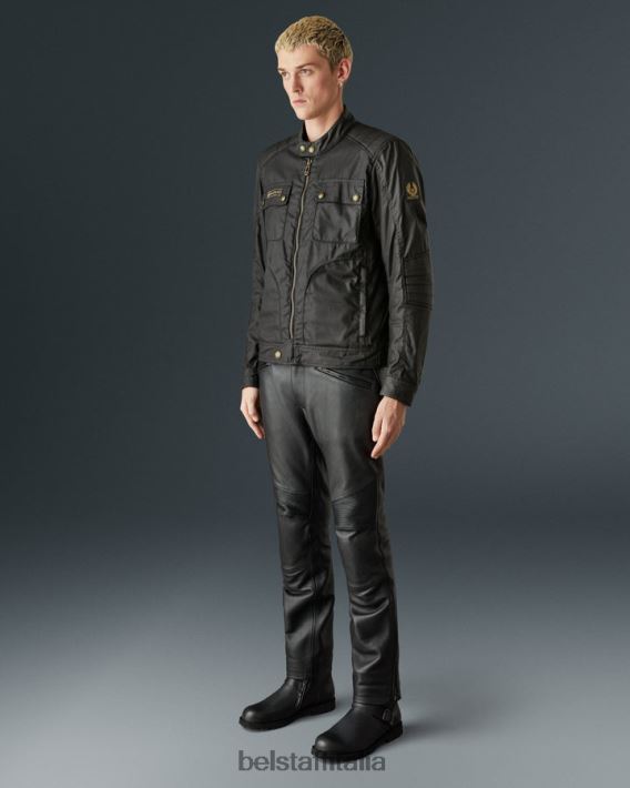 vestiario Belstaff Giacca da motociclista Roberts cotone cerato nero uomini H2DD6J423