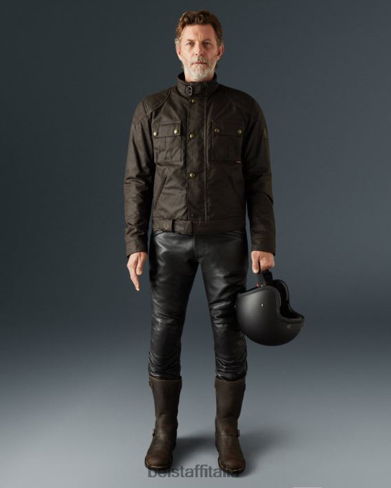 vestiario Belstaff brookland 2.0 mogano cotone cerato uomini H2DD6J418