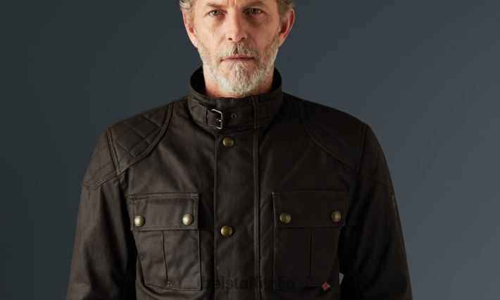 vestiario Belstaff brookland 2.0 mogano cotone cerato uomini H2DD6J418