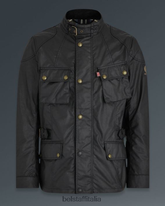 vestiario Belstaff giacca da moto Crosby cotone cerato nero uomini H2DD6J419