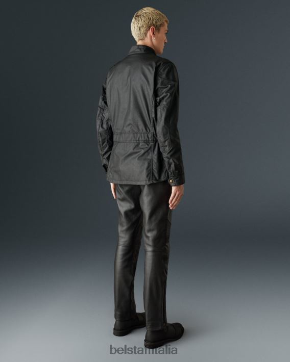 vestiario Belstaff giacca da moto Crosby cotone cerato nero uomini H2DD6J419