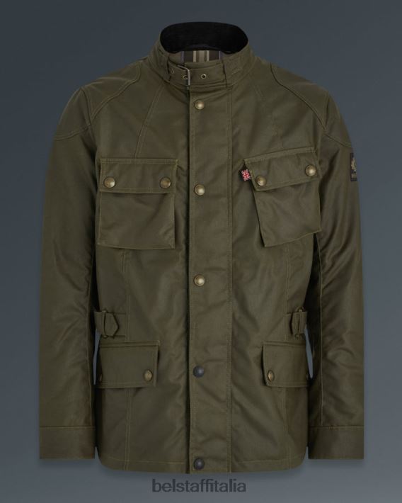 vestiario Belstaff giacca da moto Crosby cotone cerato verde foresta uomini H2DD6J425