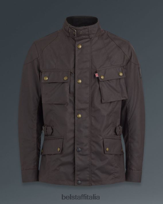 vestiario Belstaff giacca da moto Crosby mogano cotone cerato uomini H2DD6J424