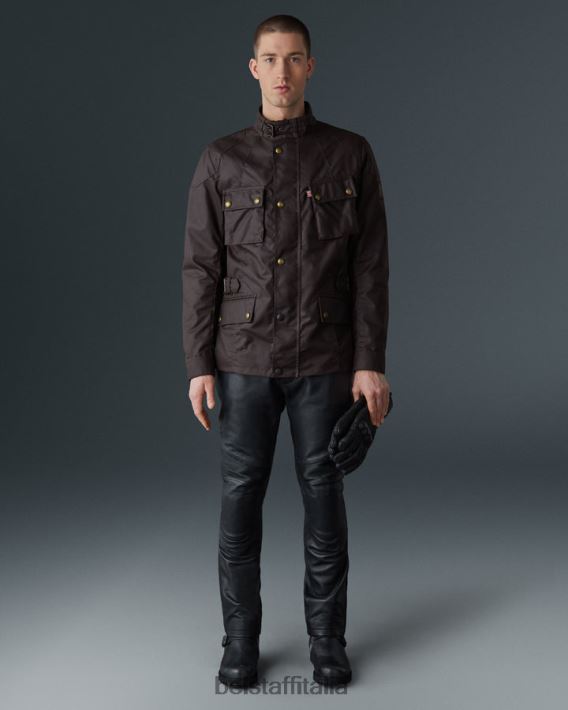 vestiario Belstaff giacca da moto Crosby mogano cotone cerato uomini H2DD6J424